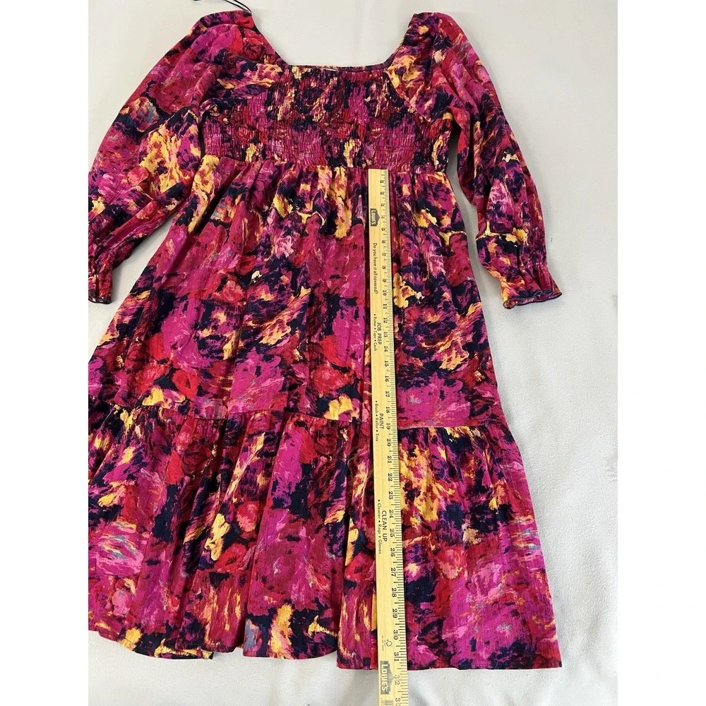 Terra and Sky Brushed Abstract Squared Neck peasant dress size 1X‎